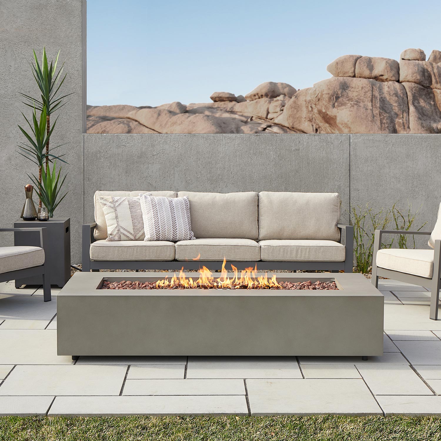 Real Flame C9814LP-MGRY Aegean 70 Propane Gas Fire Table w/ Natural Gas  Kit in Mist Gray