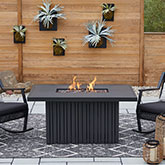 Calvin 52" Rectangle Propane Fire Pit Table with Hidden Tank in Black Coral Metal