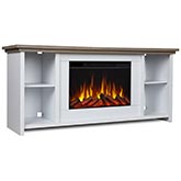 Tramore 62" Slim TV Stand with Electric Fireplace in White & Wood