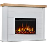 Marshall 49" Slim Electric Fireplace in White Shiplap & Oak Veneer