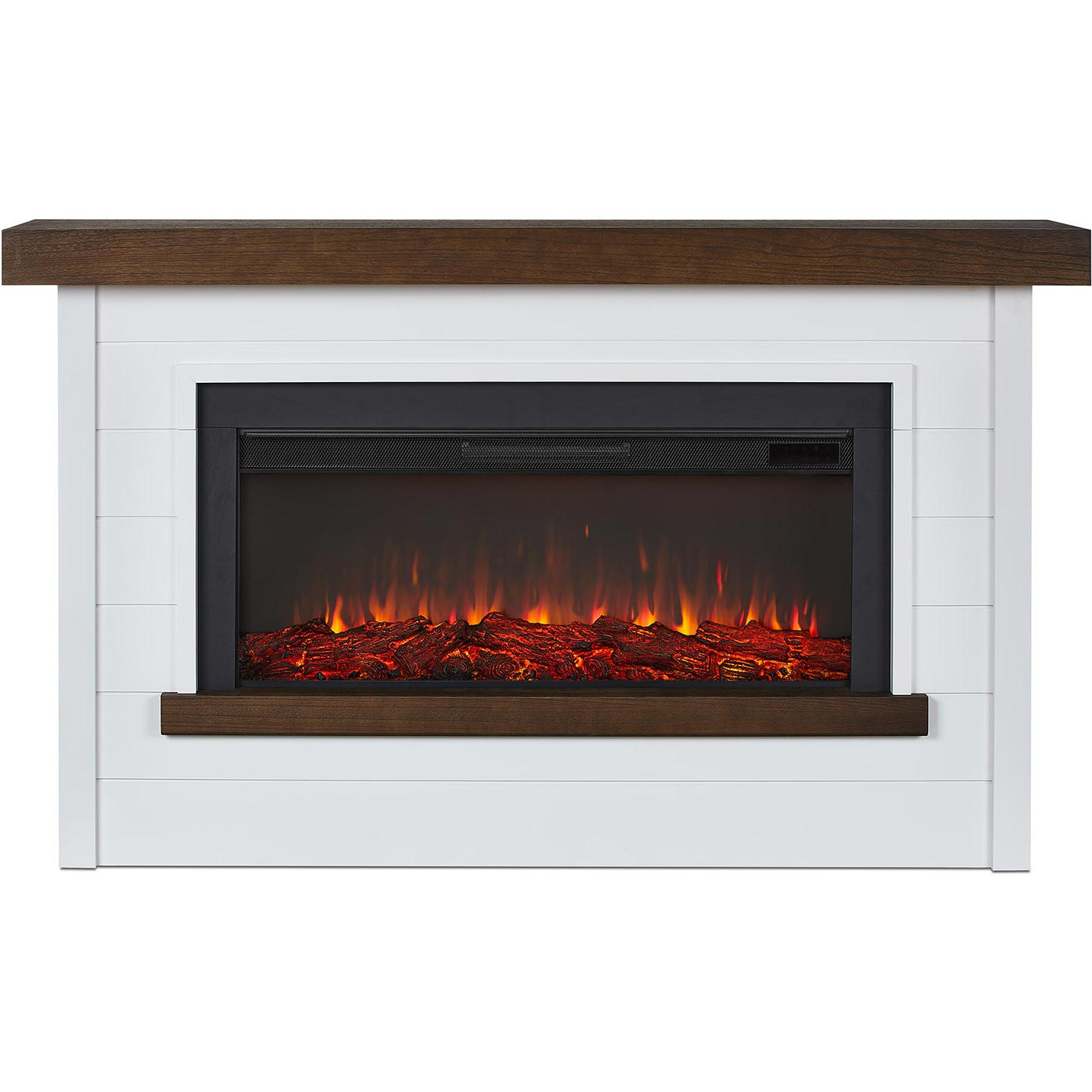 Real Flame 4220EW Bernice Landscape Electric Fireplace in White & Wood