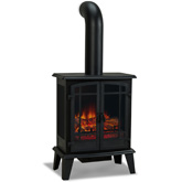 Foster Stove Electric Fireplace in Black Metal & Glass