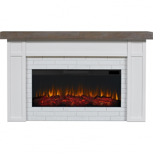Cravenhall Landscape Electric Fireplace in White & Wood