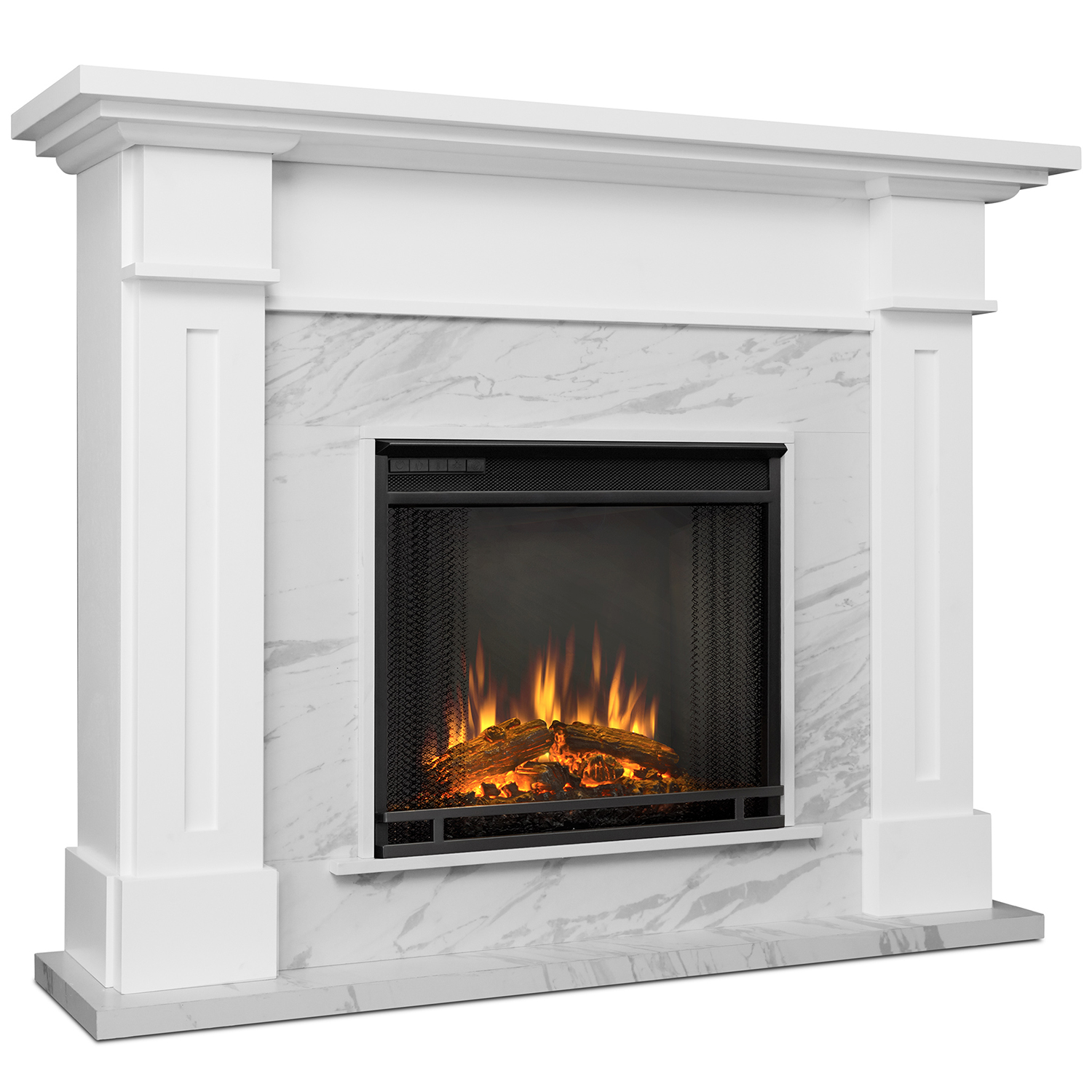 Real Flame 6030E-WM Kipling Indoor Electric Fireplace in White w/ Faux ...