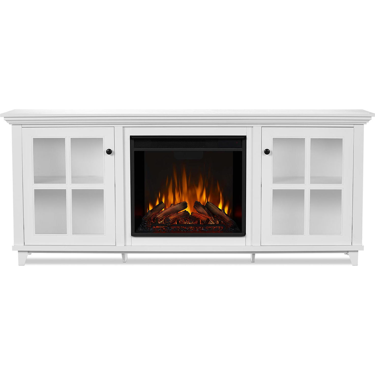 Real Flame 7760EW Norwell 73" Media Electric Fireplace in White & Glass