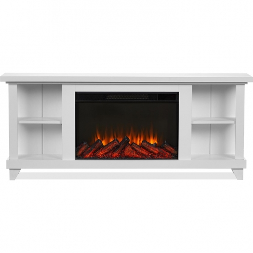 Penrose 58" Slim Media Electric Fireplace in White