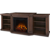 Valmont 74" TV Stand w/ Electric Fireplace in Chestnut Oak
