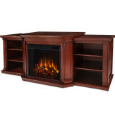 Valmont 74" TV Stand w/ Electric Fireplace in Dark Mahogany