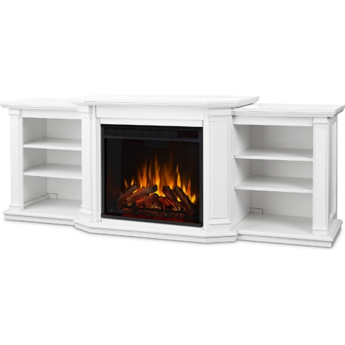 Valmont 74" TV Stand with Electric Fireplace in White