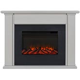Tejon Slim Electric Fireplace in Bone White Wood