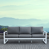 Baltic Outdoor Sofa in White Aluminum w/ Grey Cushions
