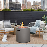 Aegean 24" Round Propane Fire Pit Table with Hidden Tank in Mist Gray Steel