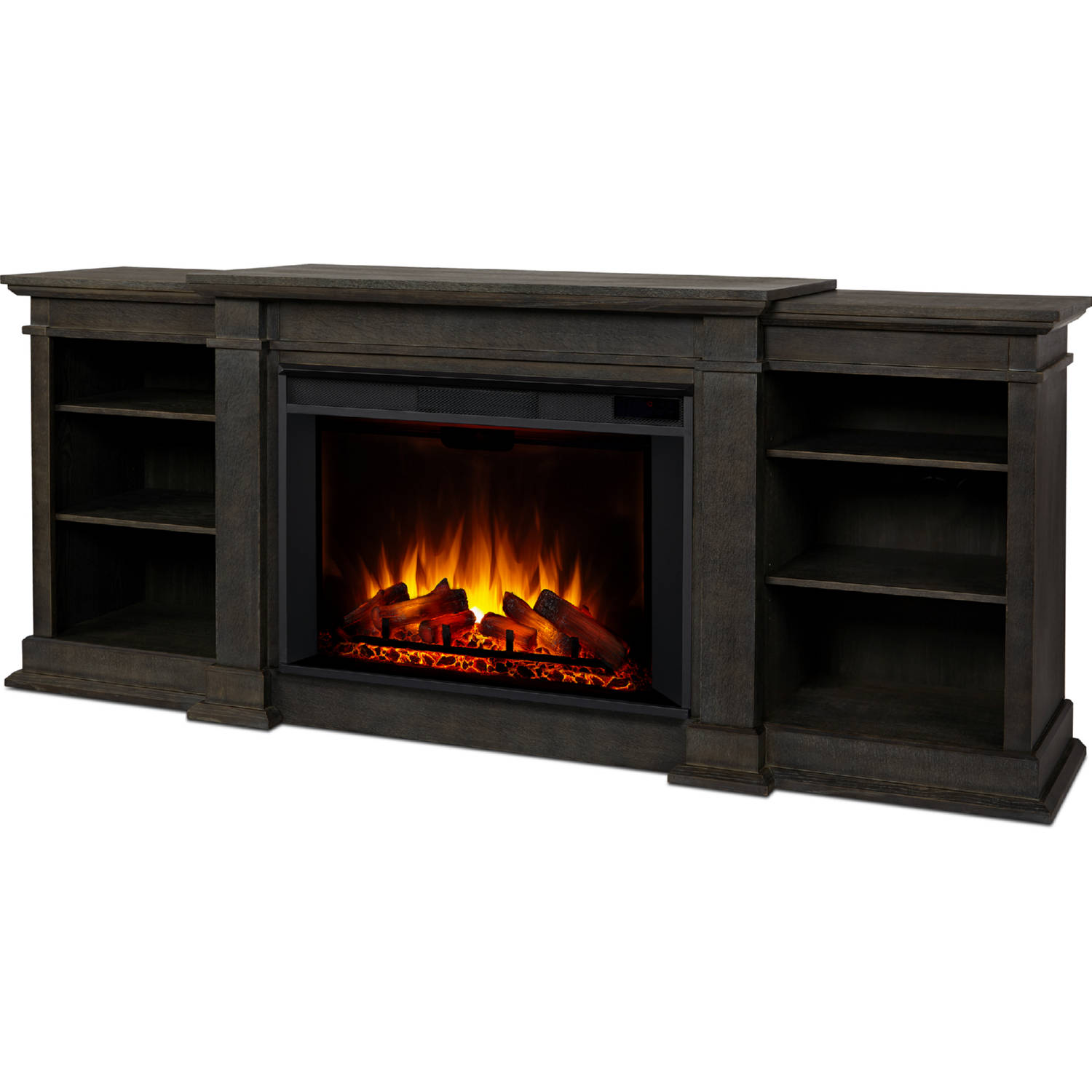 Real Flame 1290E-AGR Eliot Grand 81 TV Stand w/ Electric Fireplace in  Antique Gray