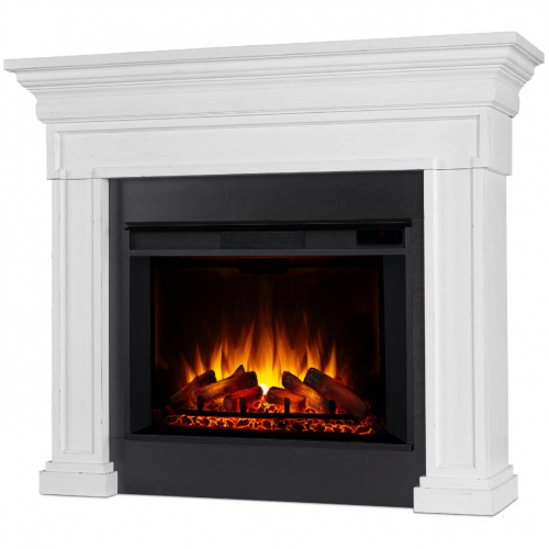 Emerson Grand Electric Fireplace in Rustic White