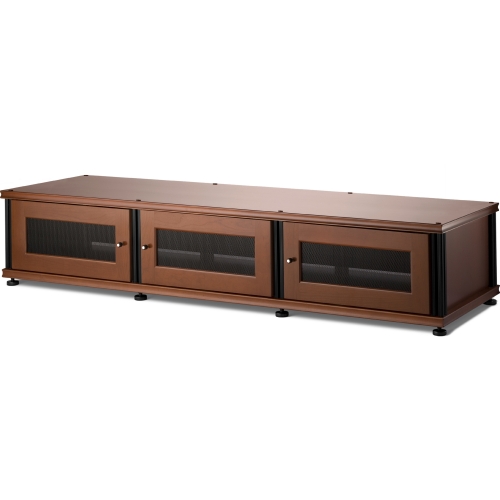 Synergy 133 Triple Width 65" AV Cabinet TV Stand in Cherry, Mesh Doors & Black Frame