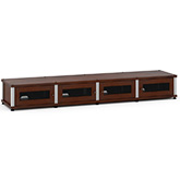 Synergy 147 Quad Width 87" AV Cabinet TV Stand in Walnut, Mesh Doors & Aluminum Frame