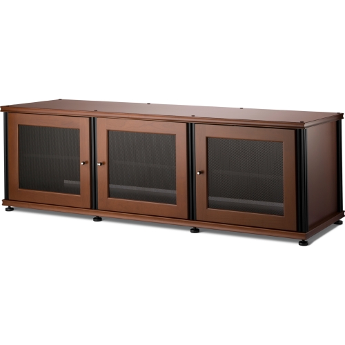 Synergy 237 Triple Width 65" AV Cabinet TV Stand in Cherry, Mesh Doors & Black Frame