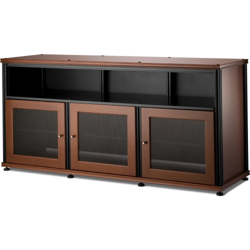 Synergy 339 Triple Width 65" AV Cabinet TV Stand in Cherry, Mesh Doors & Black Frame