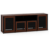 Synergy 345 Quad Width 87" AV Cabinet TV Stand in Walnut, Mesh Doors & Black Frame