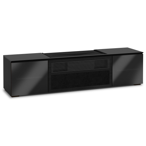 Oslo 85" Credenza in Black Oak with Smoked Black Glass Doors & Top for Sony VPL-VZ1000ES Projector