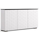 Milan 337 64" Low Profile Wall Cabinet TV Stand in White & Black Glass