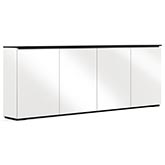 Miami 347 88" Low Profile Wall Cabinet TV Stand in Gloss Warm White with Black Top