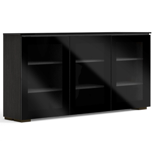 Oslo 337 64" Low Profile Wall Cabinet TV Stand in Wenge & Black with Black Top