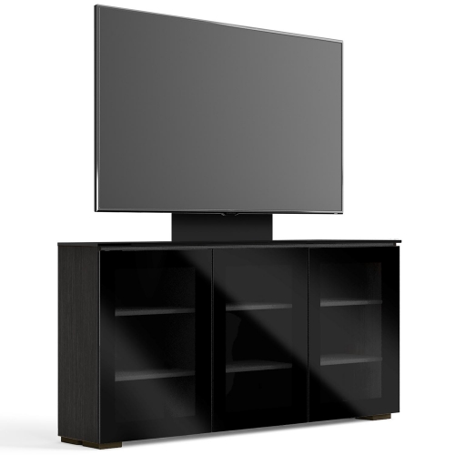 Oslo 337M 64" Low Profile Wall Cabinet TV Stand with Mount in Wenge & Black with Black Top