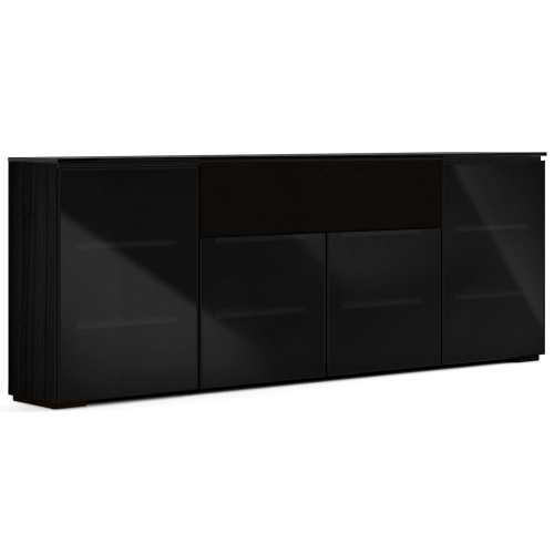 Oslo 345 88" Low Profile Wall Cabinet TV Stand in Wenge & Black with Black Top