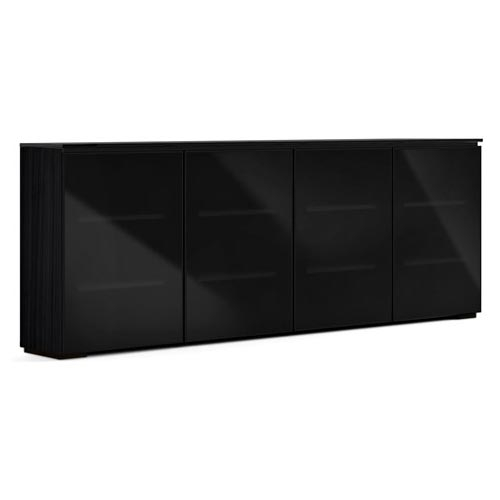 Oslo 347 88" Low Profile Wall Cabinet TV Stand in Wenge & Black with Black Top