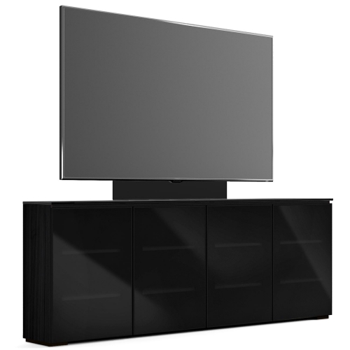 Oslo 347M 88" Low Profile Wall Cabinet TV Stand with Mount in Wenge & Black with Black Top