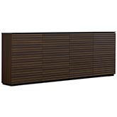 Zurich 347 88" Low Profile Wall Cabinet TV Stand in Linear Texture Brown with Black Top