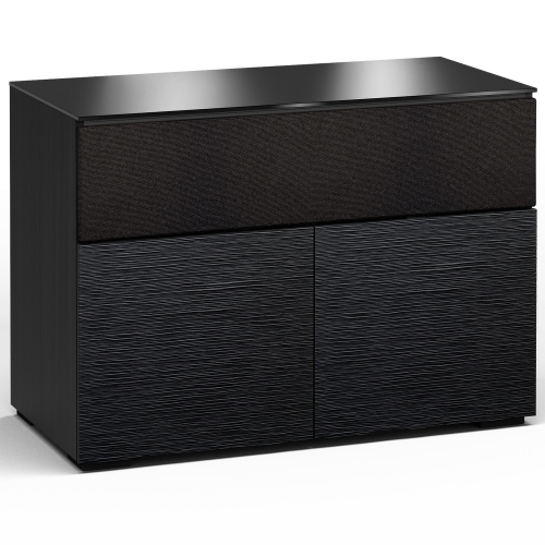 Chicago 329 44" TV Stand AV Cabinet in Textured Black with Black Glass