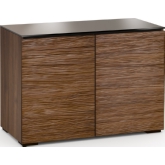Denver 323 44" TV Stand Cabinet in Textured Medium Walnut w/ Chocolate Brown Glass Top
