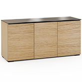 Denver 337 64" TV Stand AV Cabinet in Textured Natural Oak with Brown Glass Top