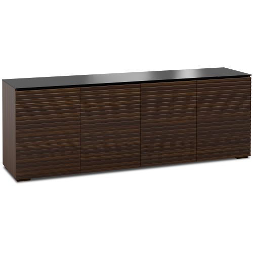 Zurich 347 85" TV Stand AV Cabinet in Linear Texture Brown with Black Glass Top