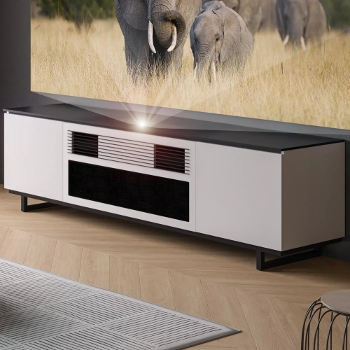 Miami 245 86" Cabinet in Gloss Warm White & Black for ForMovie Projector