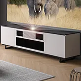 Miami 245 86" Cabinet in Gloss Warm White & Black for ForMovie Projector