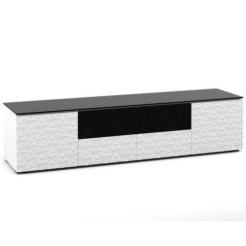 Milan 245 85" TV Stand AV Cabinet in White with 3D Geometric Pattern Doors