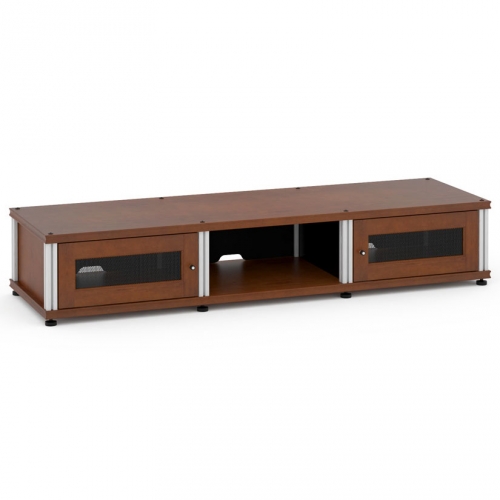 Synergy 132 Triple Width 65" AV Cabinet TV Stand in Cherry, Mesh Doors & Aluminum Frame
