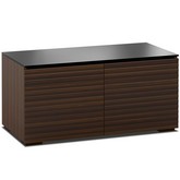 Zurich 221 44" TV Stand Cabinet w/ Linear Texture in Opium Brown w/ Black Glass Top & Sides
