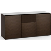 Berlin 336 65" TV Stand Cabinet in Textured Wenge w/ Black Glass Top