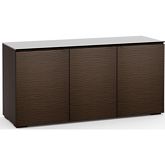 Berlin 337 65" Extra Tall TV Stand Cabinet in Textured Wenge w/ Black Glass Top