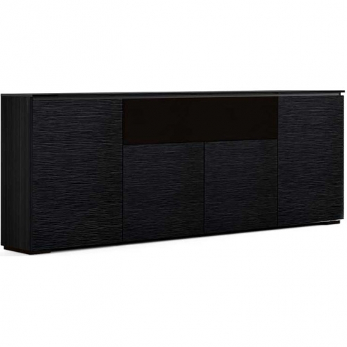 Chicago 345 88" Low Profile Wall Cabinet TV Stand with Mount in Textured Black with Black Top