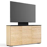 Denver 337 64" Low Profile Wall Cabinet TV Stand with Mount in Textured Oak with Black Top