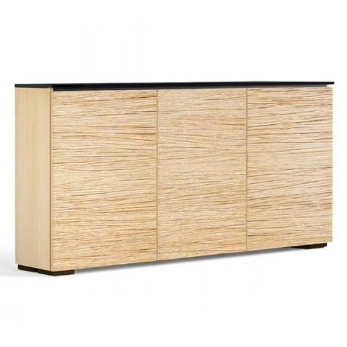 Denver 337 64" Low Profile Wall Cabinet TV Stand in Textured Oak with Black Top