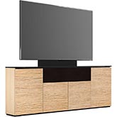 Denver 345 88" Low Profile Wall Cabinet TV Stand with Mount in Textured Oak with Black Top