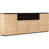 Denver 345 88" Low Profile Wall Cabinet TV Stand in Textured Oak with Black Top