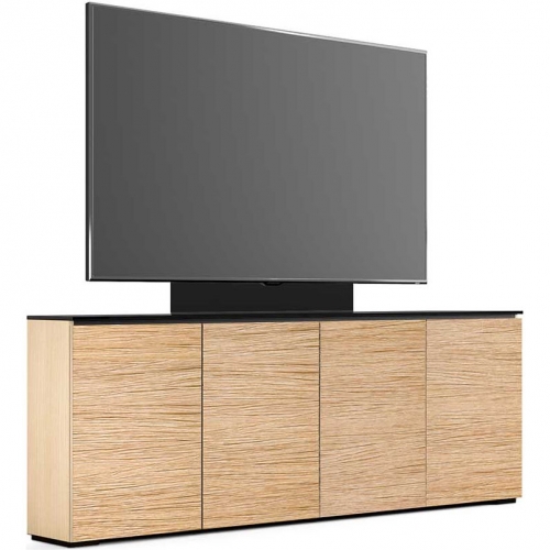 Denver 347 88" Low Profile Wall Cabinet TV Stand with Mount in Textured Oak with Black Top