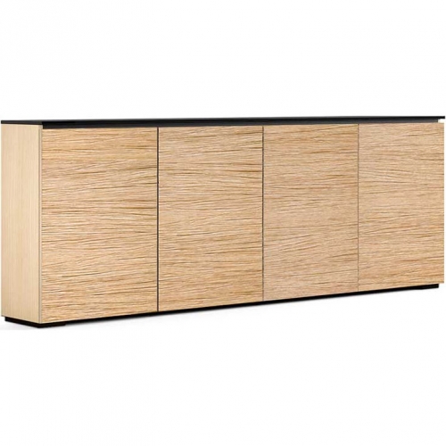 Denver 347 88" Low Profile Wall Cabinet TV Stand in Textured Oak with Black Top